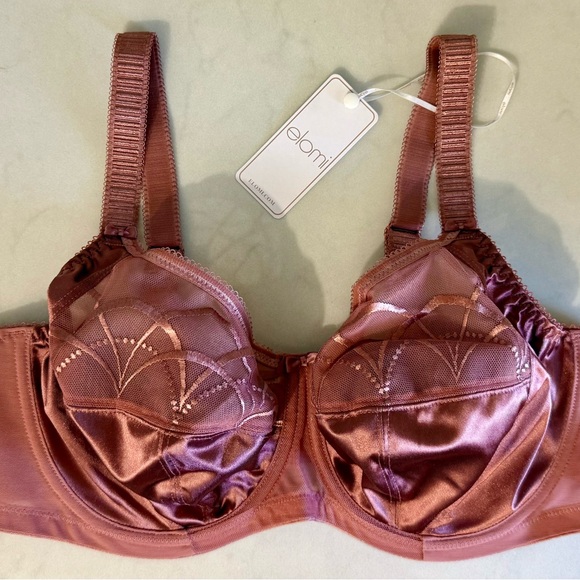 NWT Elomi Cate Full Figure Underwire Lace Cup Bra Adj Straps Rosewood 38DD - Picture 1 of 10